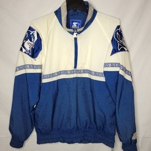STARTER White and Royal Blue Duke Windbreaker Pullover